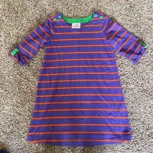 Hanna Andersson Girls Purple Orange 3/4 Sleeve Stripe Tunic Dress EU 110 US 5